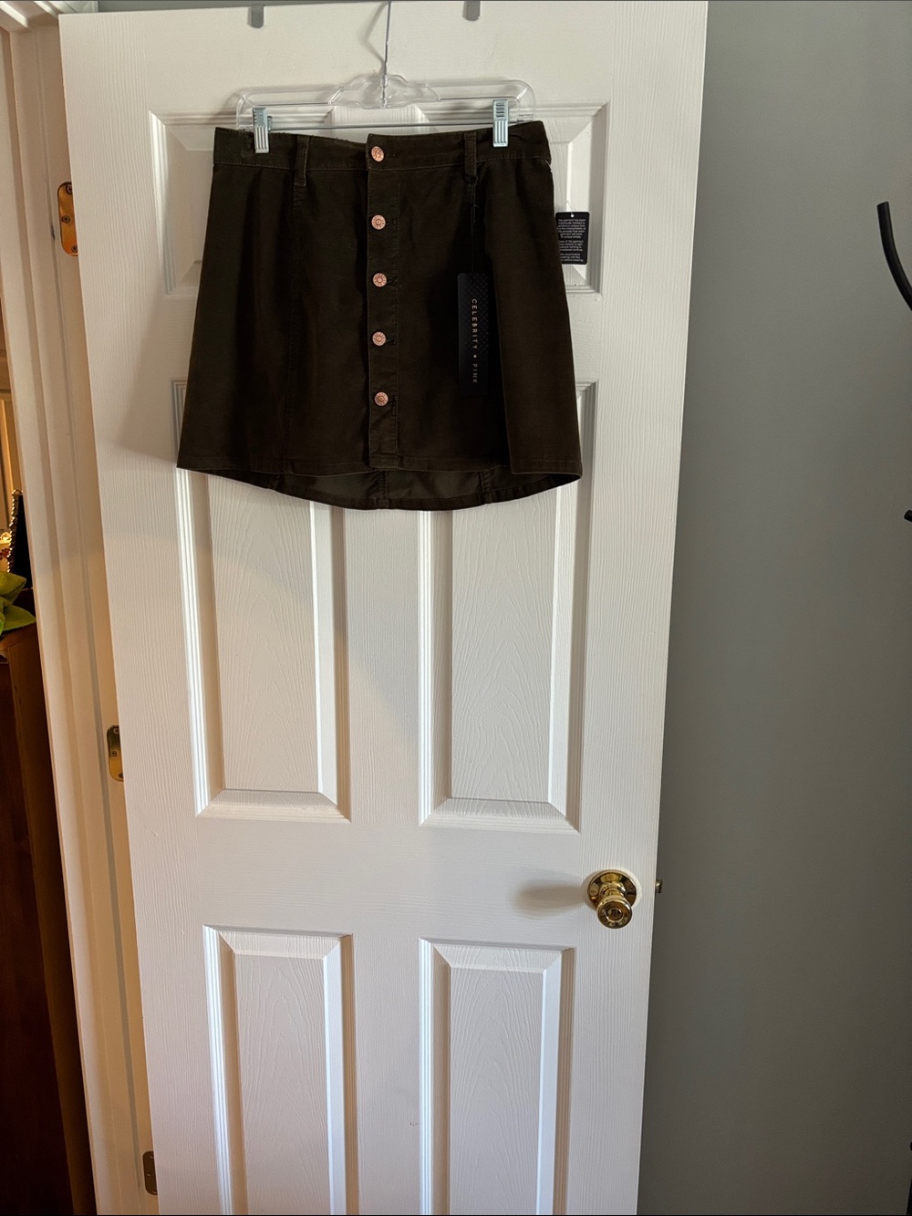 Celebrity Pink Olive Button-Front Mini Skirt